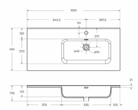 Раковина BelBagno BB1000ETL-R
